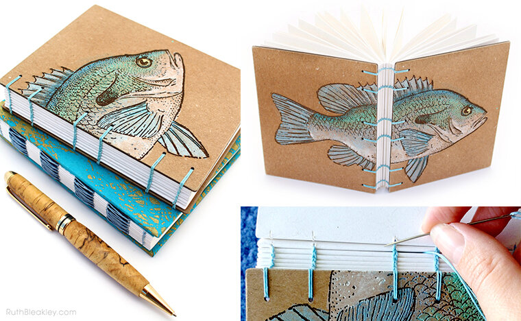 Finished Hand painted watercolor fish journal in progress [sold]