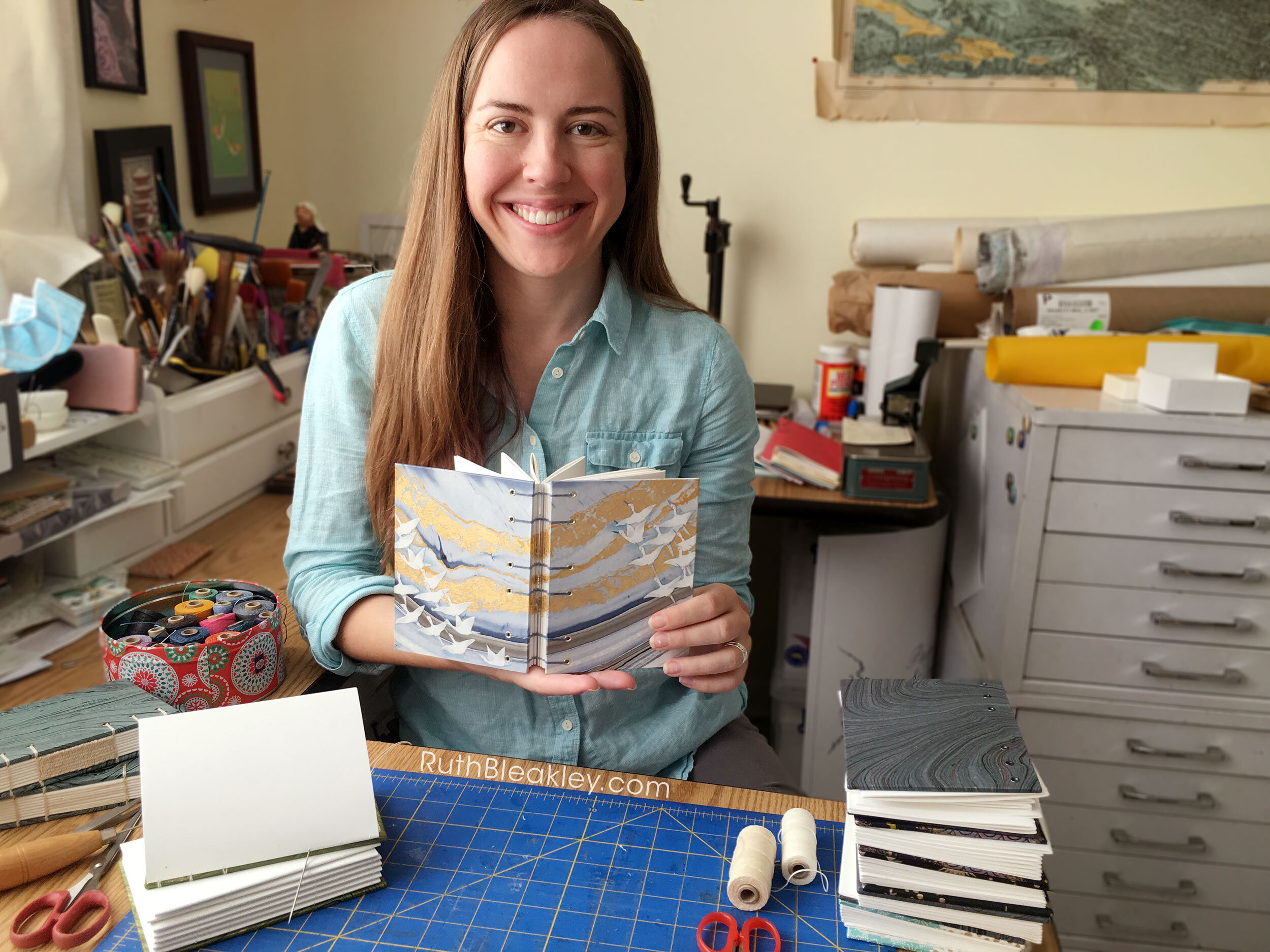 Ruth Bleakley in her home studio in Florida.