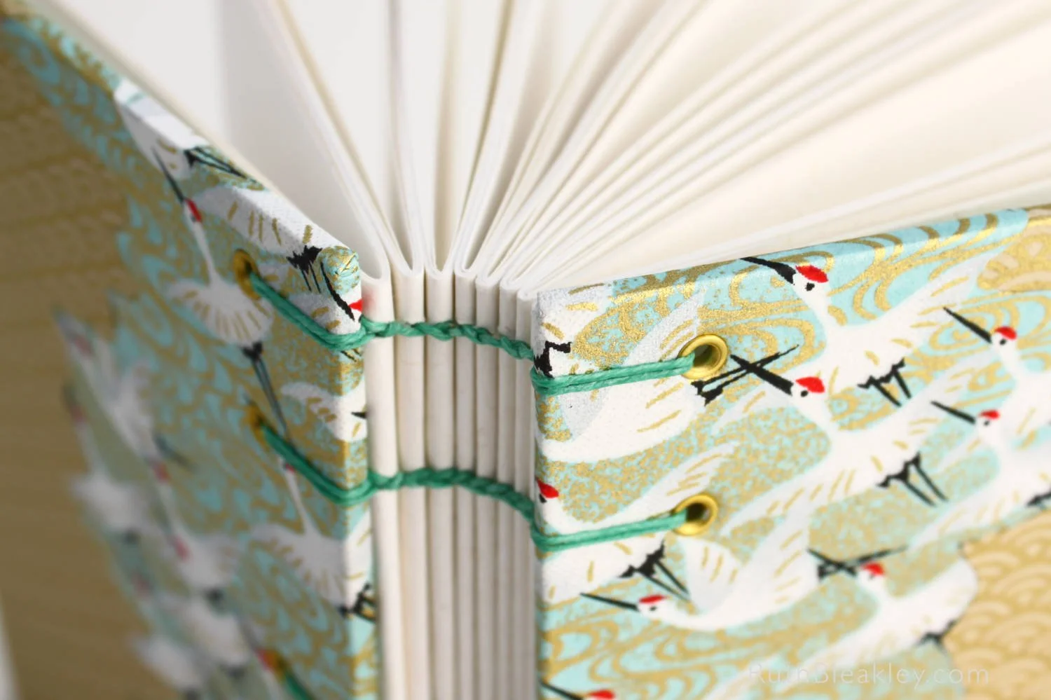1026 Golden Cranes Chiyogami Journal handmade by book artist Ruth Bleakley 4.jpg