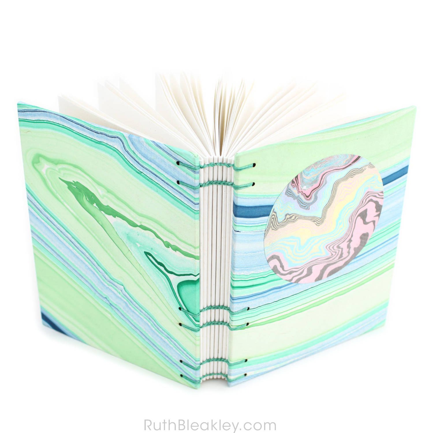 Green and Blue Marbled Moon Journal