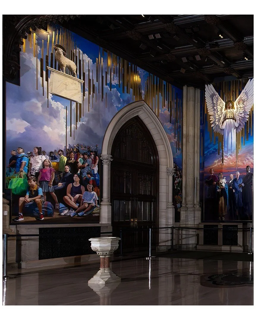 We spent 9 months in preparation +3 weeks at the cathedral from 8pm-6am every night to meet demanding deadlines &amp; requirements for this job. 

In order to make supports for &amp; install such a monumental painting, Fig House worked nearly 2000 ho