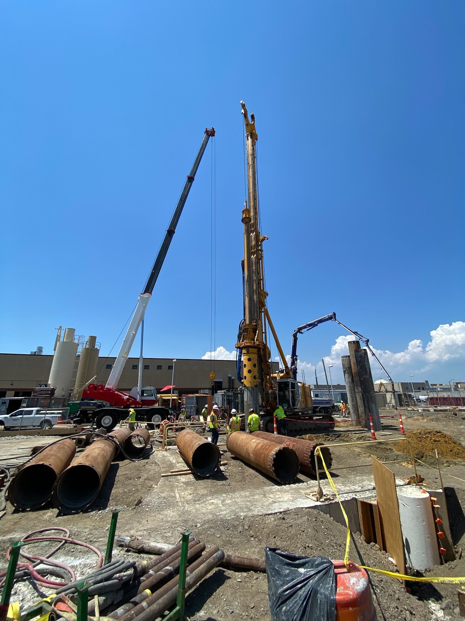  Crews forming and pouring Secant Piles at Bay Park Shaft 1 