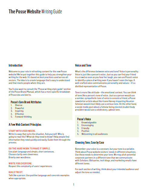 Posse website, style guide