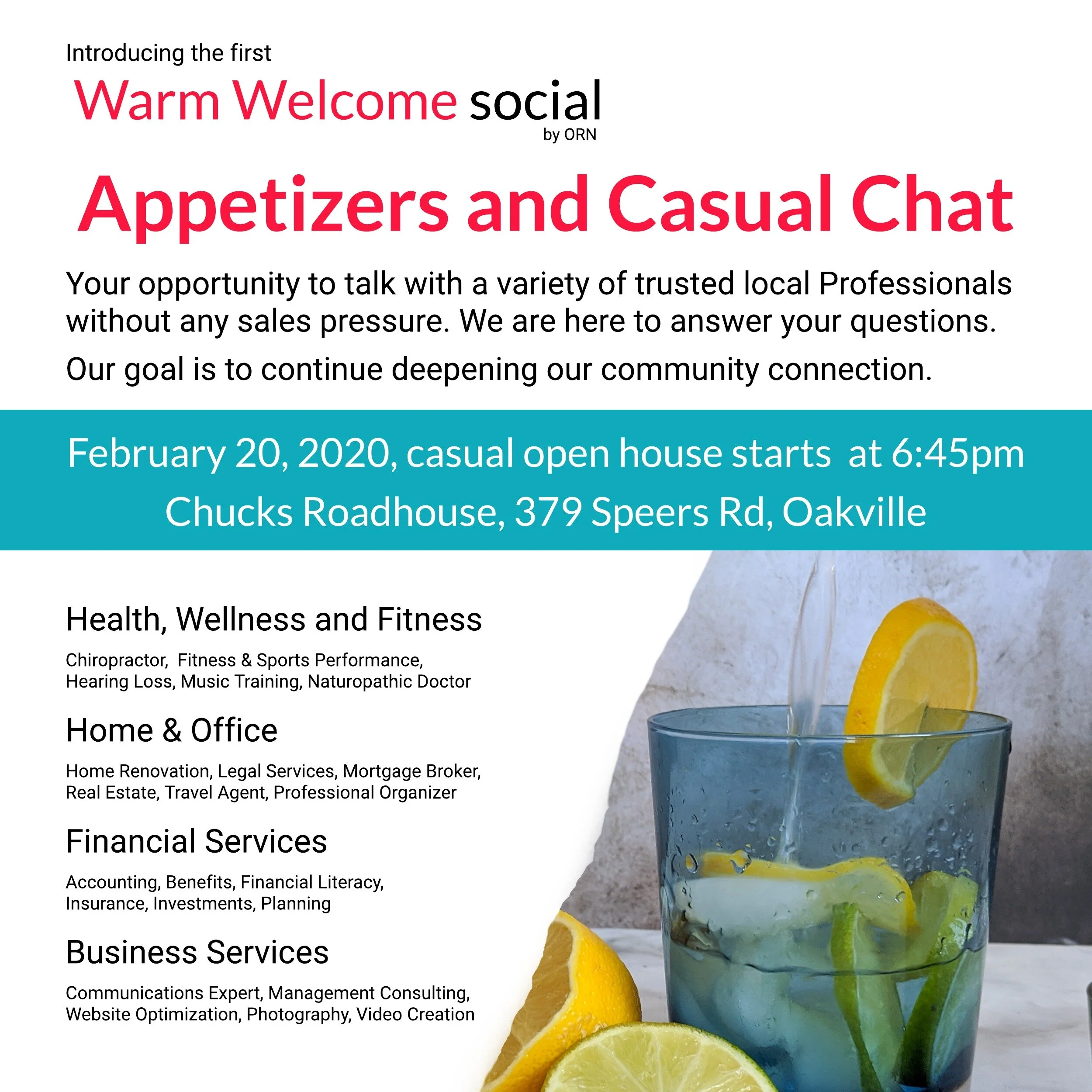 Warm Welcome: Appetizers and Casual Chat - Feb 20, 2020
