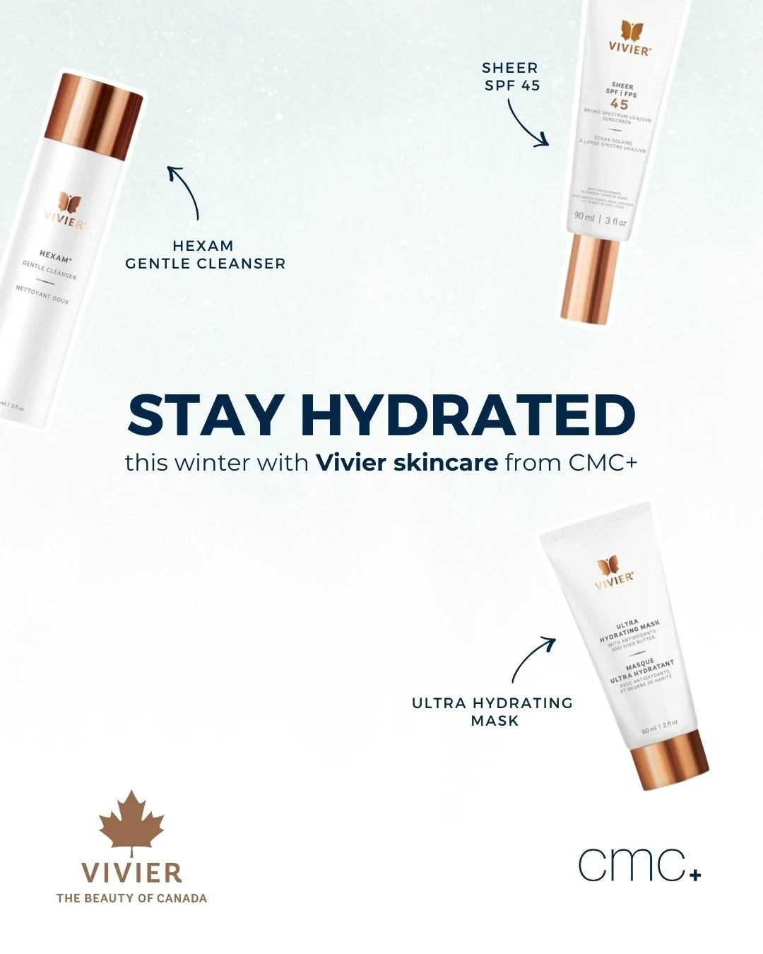 Protect your skin barrier this winter! The dry, cold air requires targeted care, and these Vivier products from CMC+ are your hydration headquarters:⁠
⁠
Hexam Gentle Cleanser: Ditch the stripping soaps! This cleanser is designed to gently remove impu