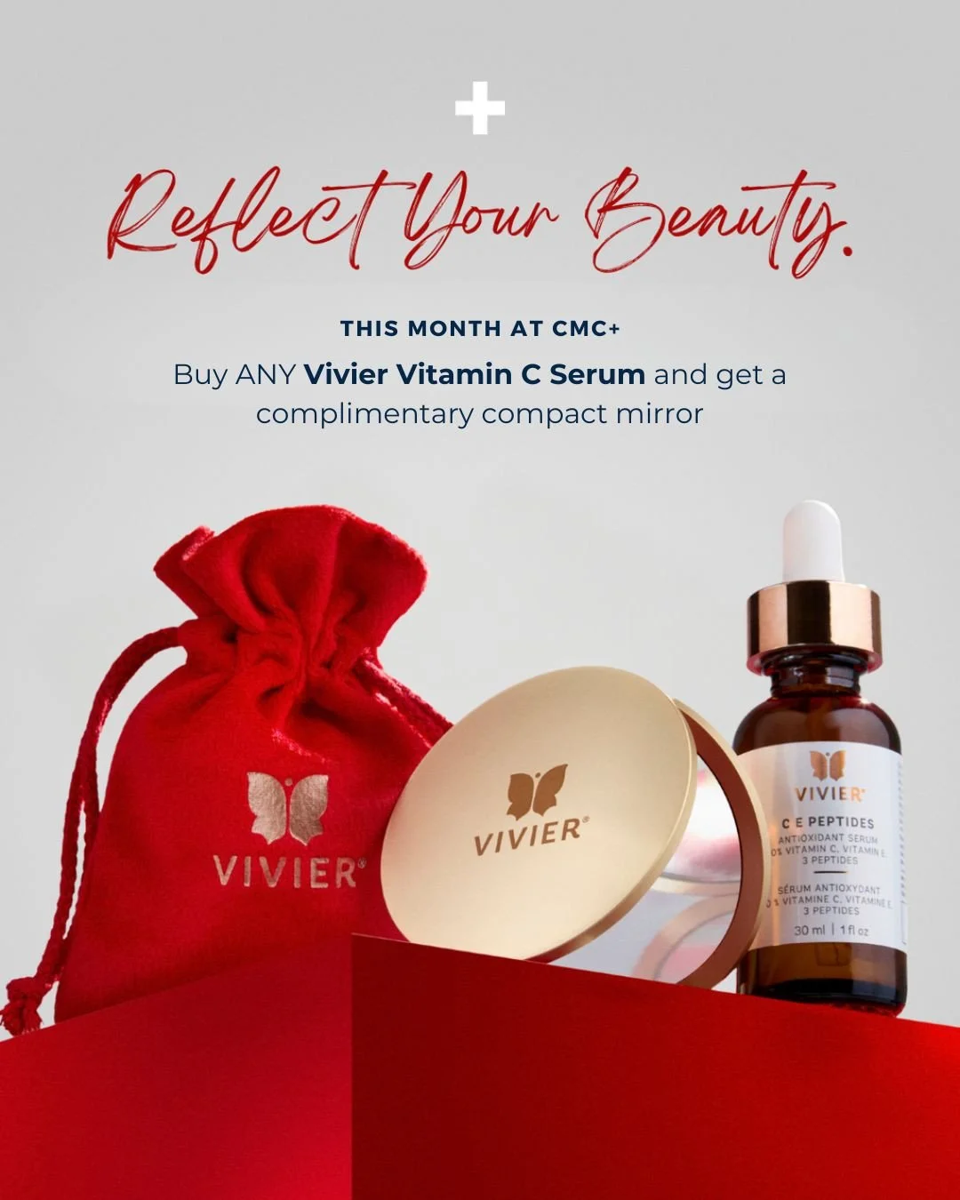 Vivier Vitamin C serums are our all-time favorites for brightening, protecting, and firming the skin. Throughout February, take home a FREE compact mirror with your Vivier Vitamin C purchase!⁠
⁠
Perfect for checking out that Vitamin C radiance on the