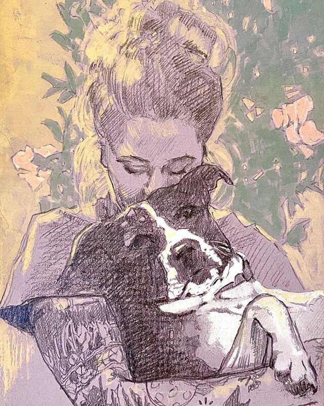 Little commission for @rachelbujalski ! Thanks so much for your support! 
#sarahammons #contemporarypainting #contemporarydrawing #commissionsopen #doglove #dogportraits #bayareaartist