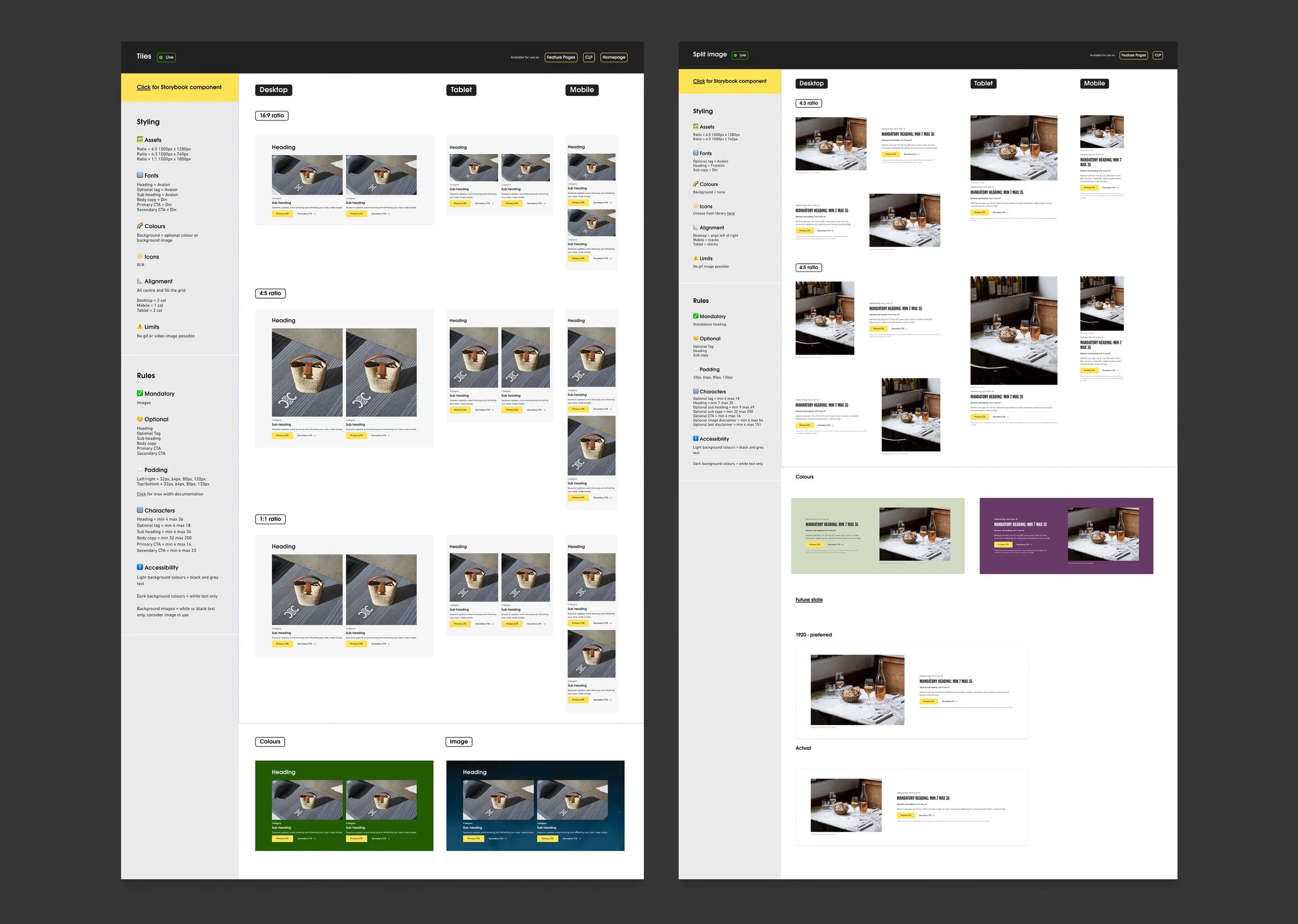 Components built and documented with new template 