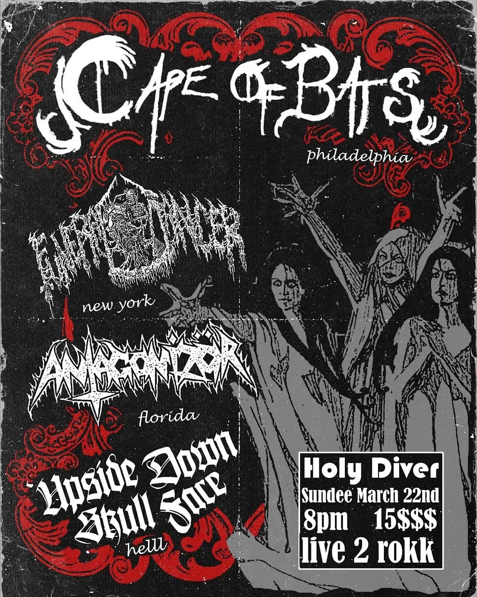 CAPE OF BATS! (PHL) / FUNERAL DANCER (NYC) / ANTAGONIZER (FL) / UPSIDE DOWN SKULL FACE (HELL)