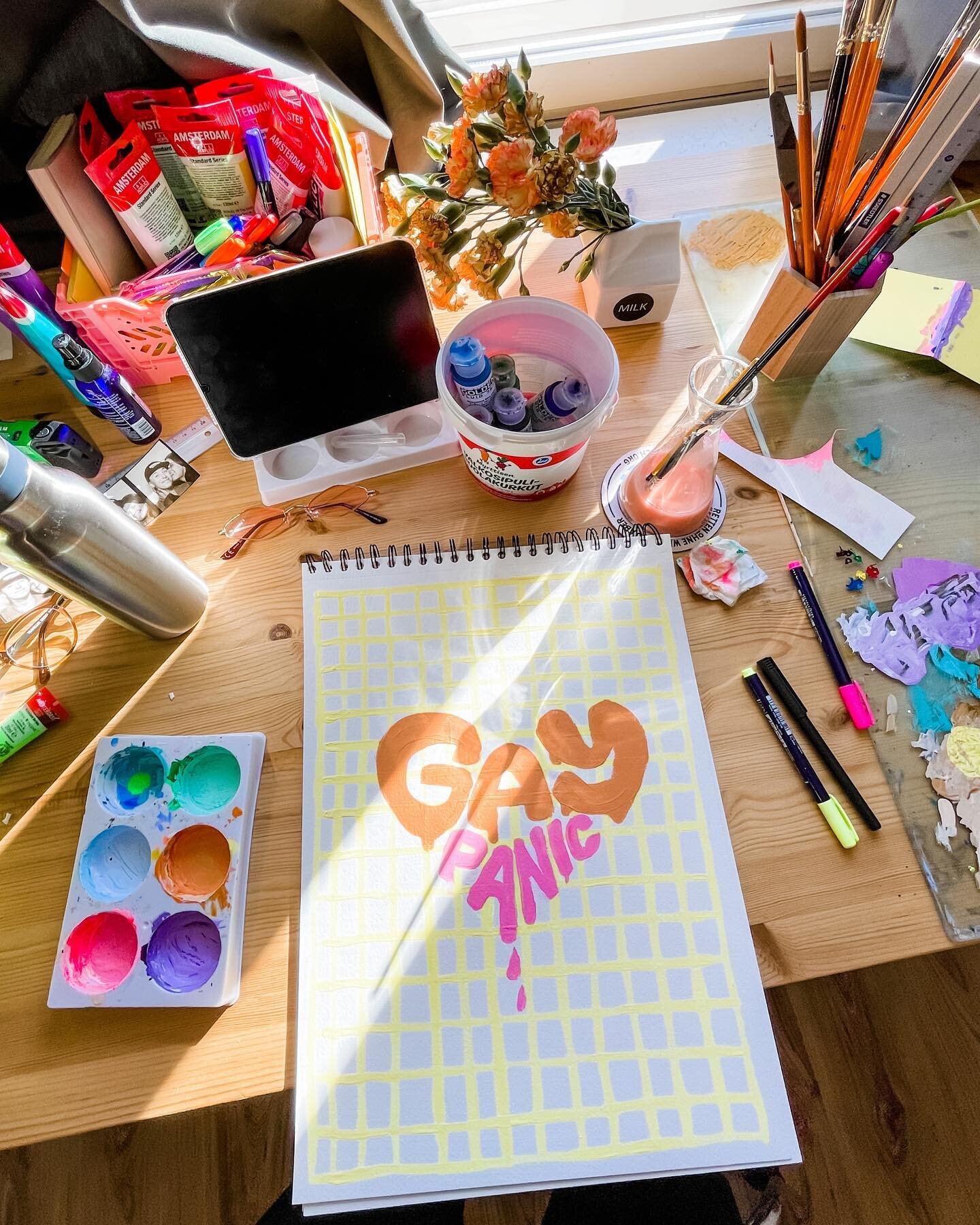 IT&rsquo;S PRIDE SEASON BABY 🌈 fun lil acrylic on paper lettering from Finland #pridemonth 
#lettering #gaypanic