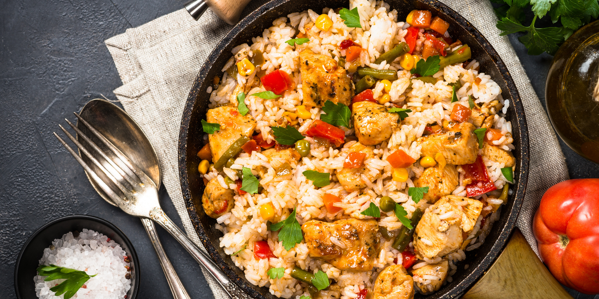 Chicken and Mexican Green Rice Skillet Supper