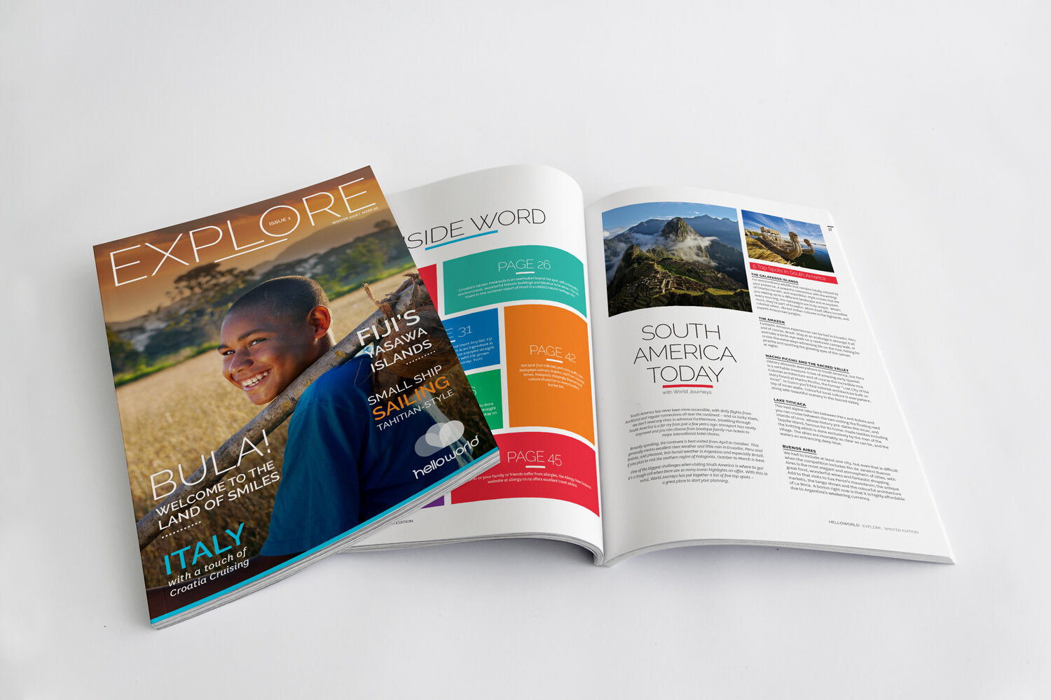 Explore travel magazine design