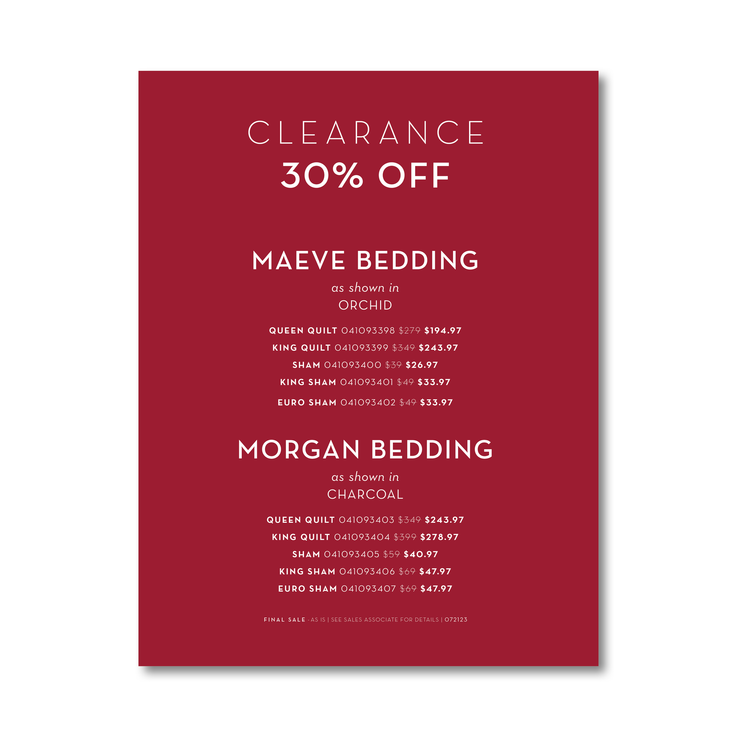 8.5x11” 60# Cover | Collection Clearance Sign