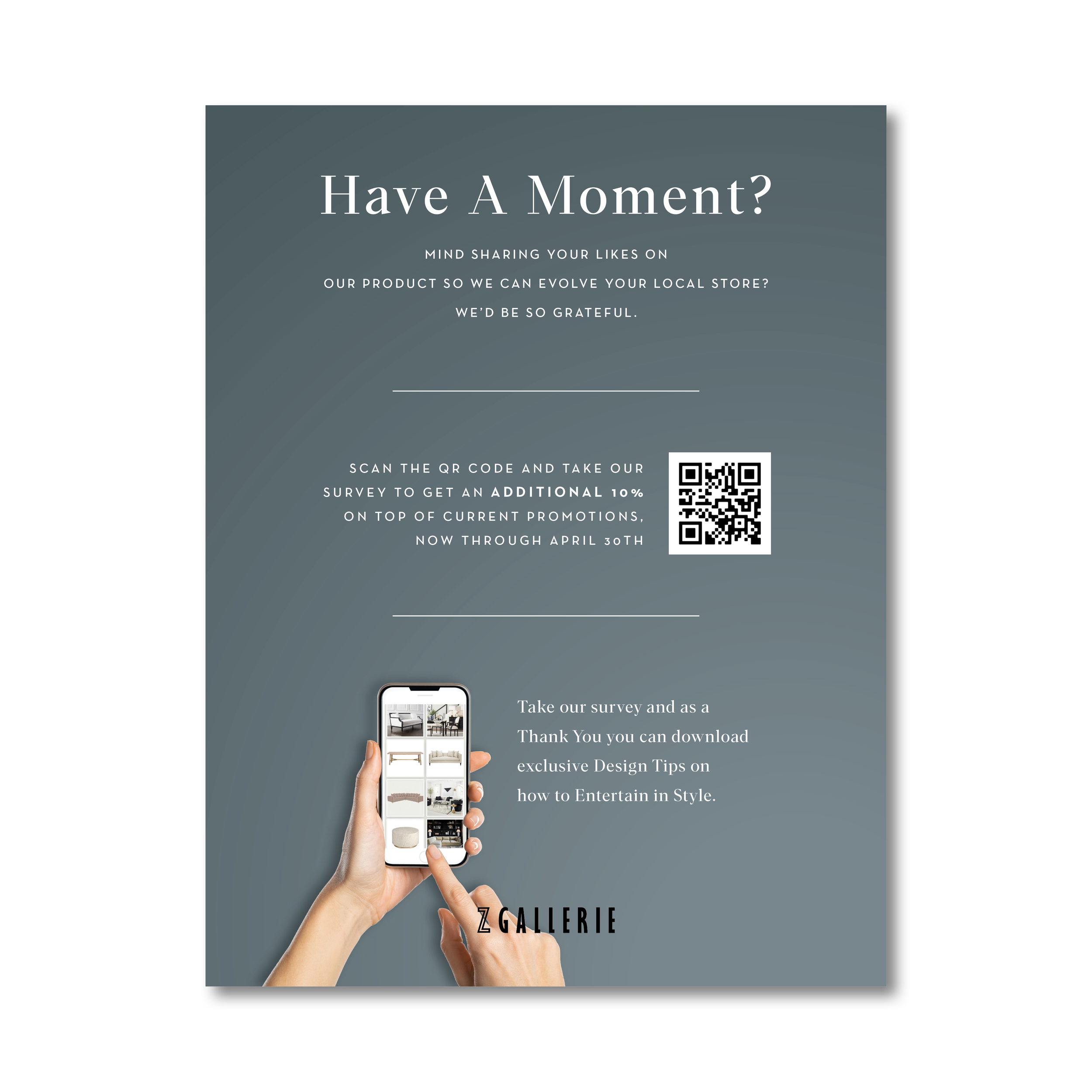 8.5x11” 60# Cover | Customer Survey Sign