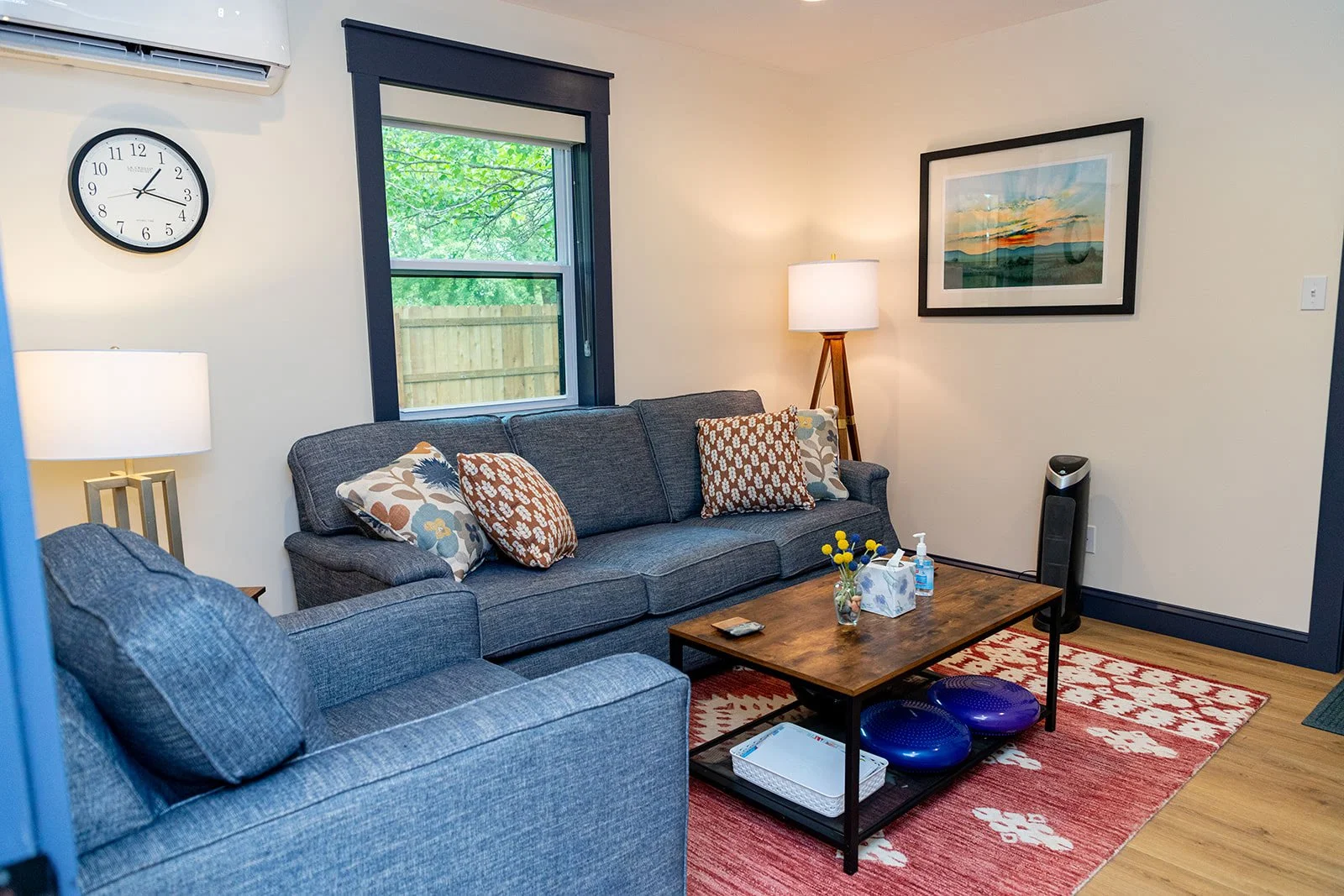 Comfortable therapy space.