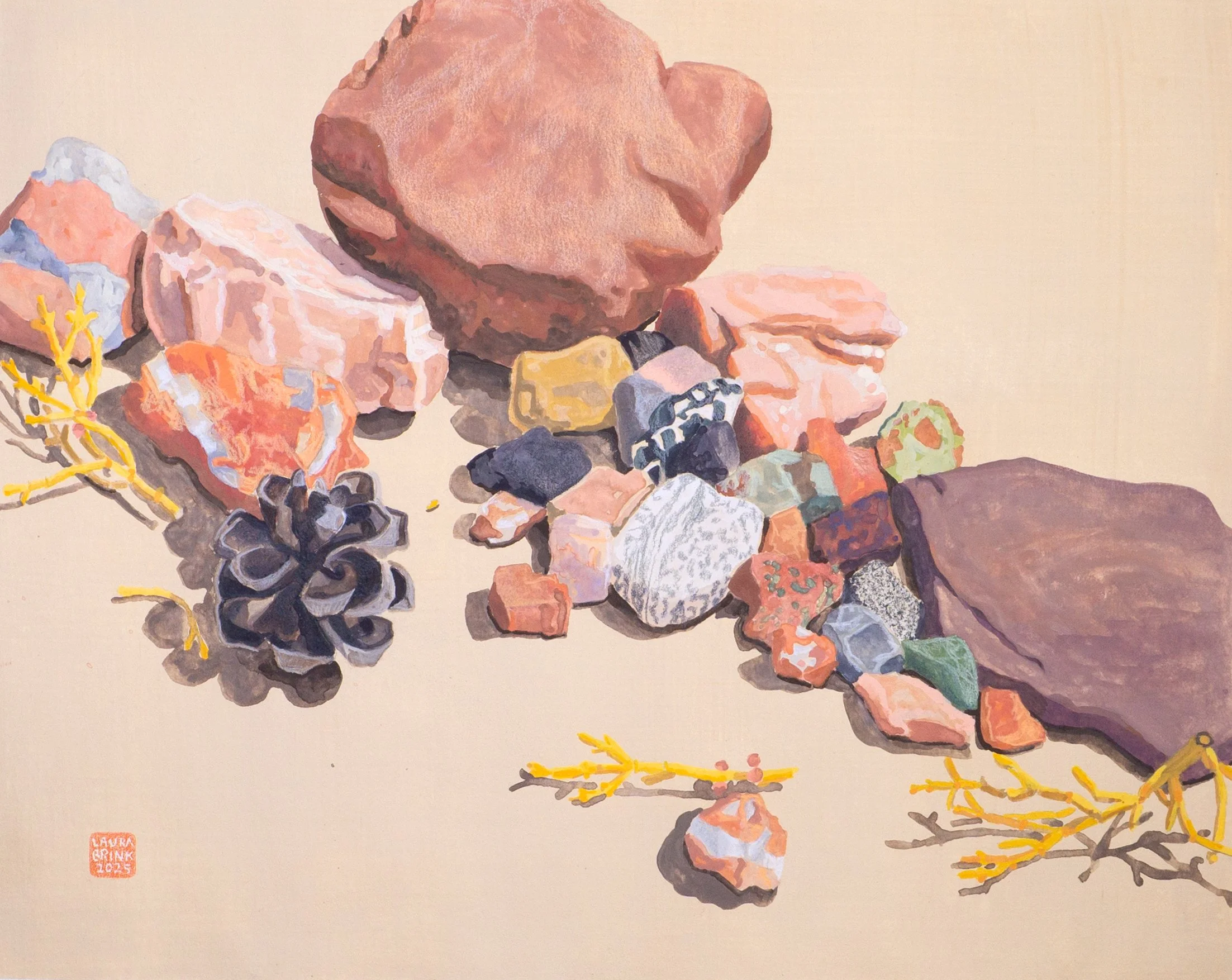 "high desert ground 46" 10x12.5 gouache/pastel/colored pencil on paper 2025