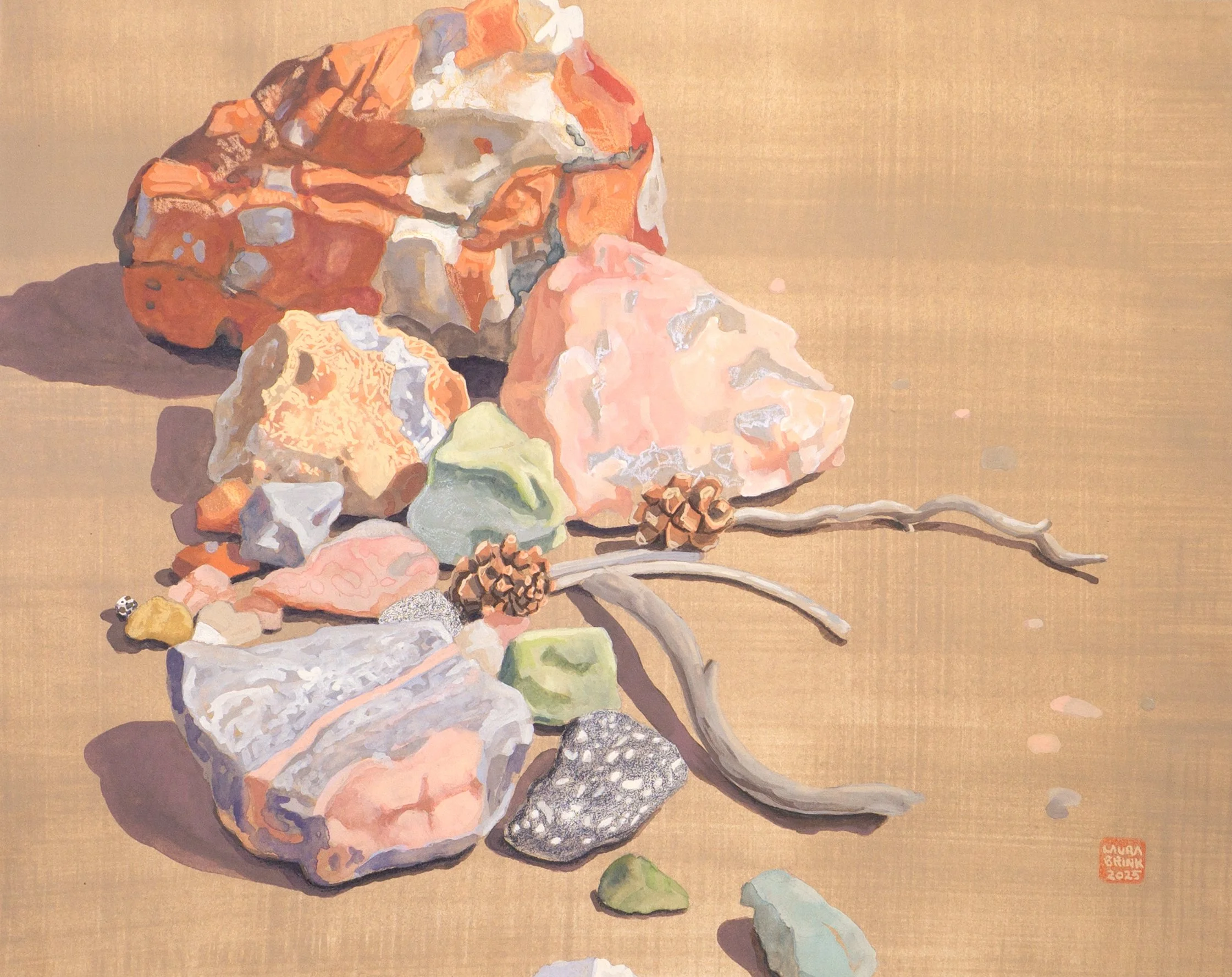 "high desert ground 48" 10x12.5 gouache/pastel/colored pencil on paper 2025