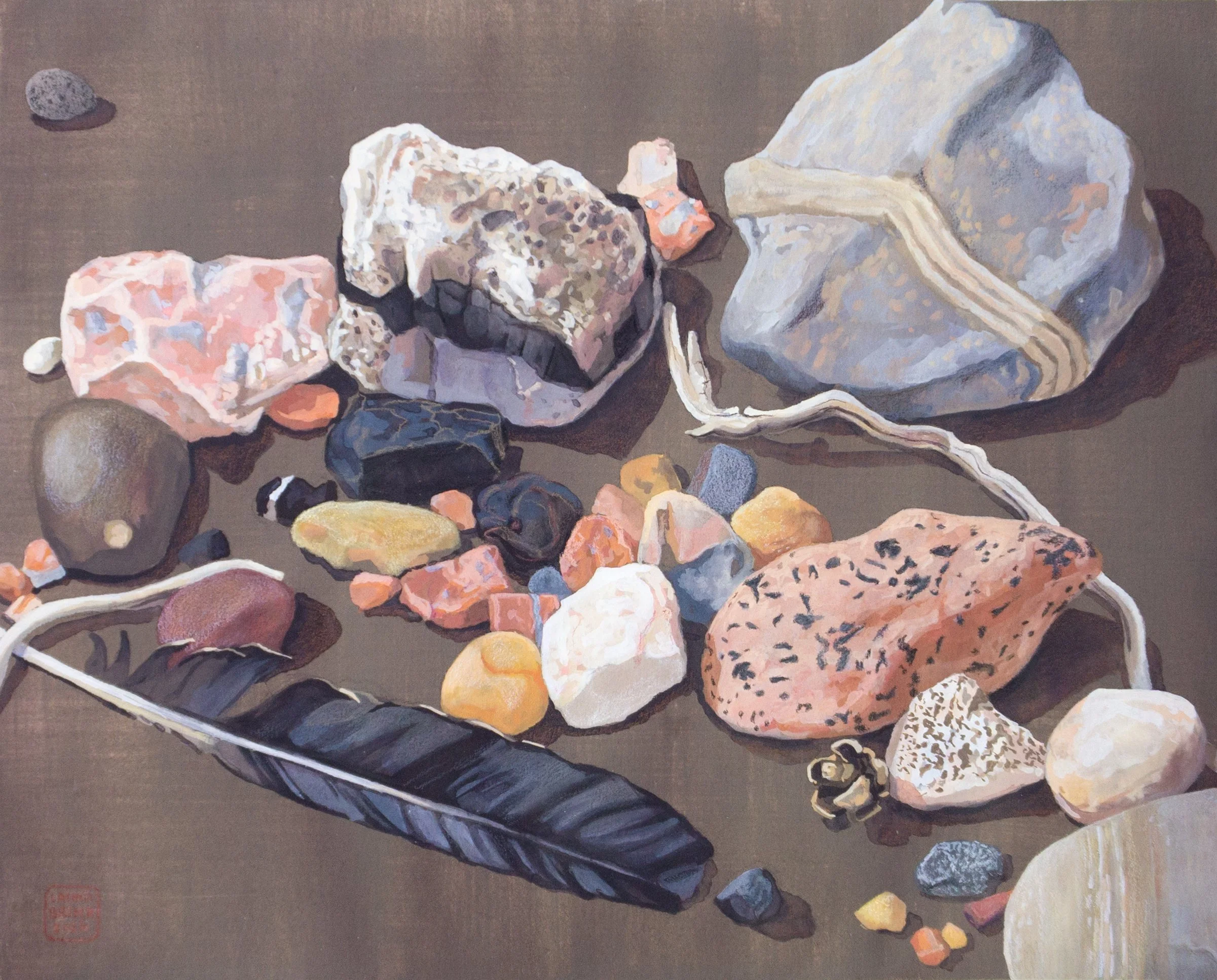"high desert ground 49"   10x12.5  gouache/pastel/colored pencil on paper  2026