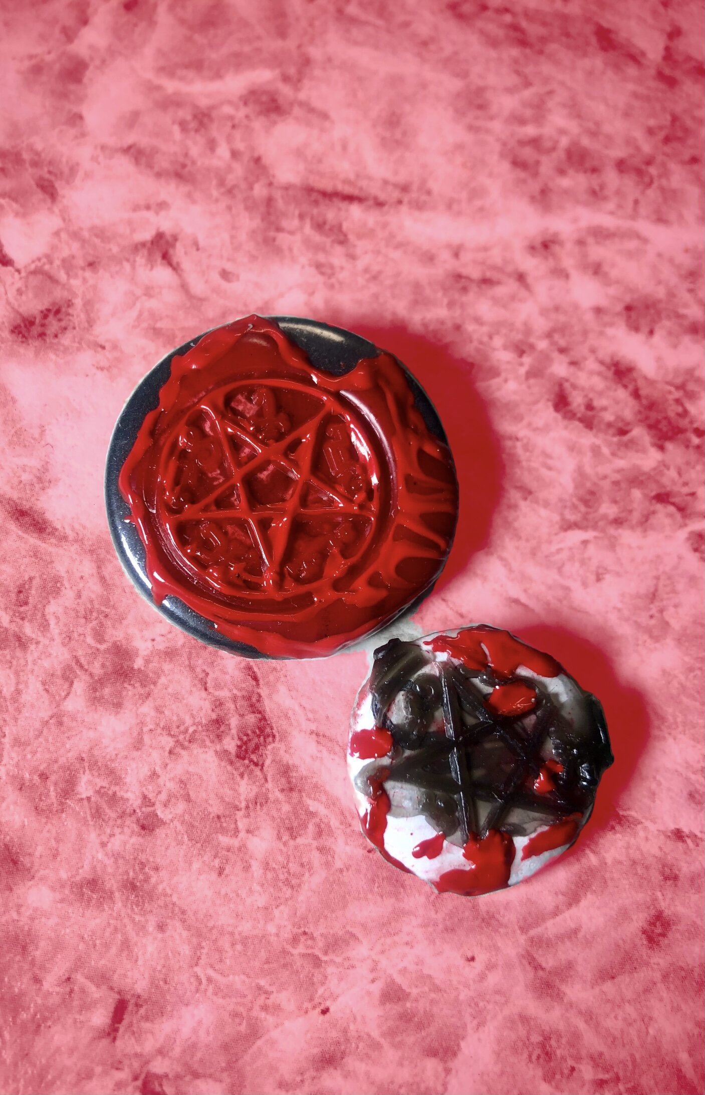 2 Wax Blood Demon Seal Clothing Pins 