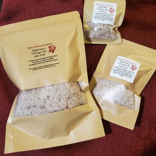 Respiratory therapy bath salts soak