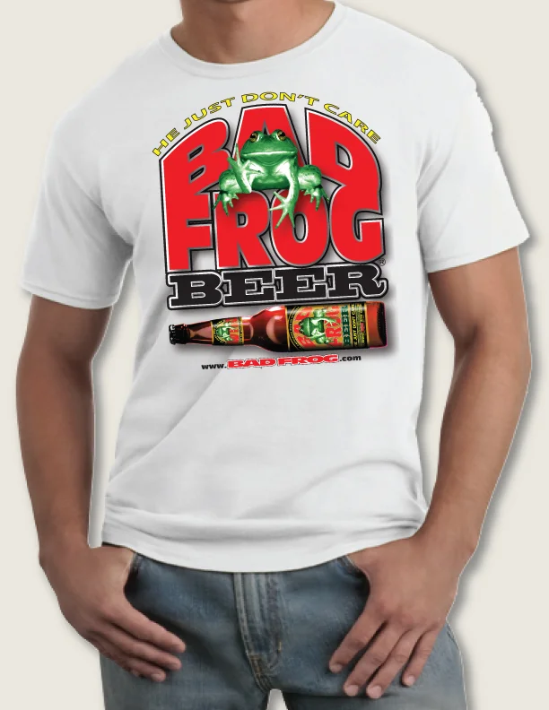 BAD FROG BEER Shield Bottle - Performance SOFT White T-shirt