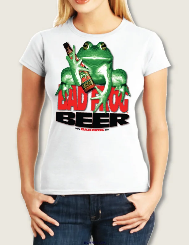  BAD FROG - Beer - Ladies Performance SOFT White T-shirt