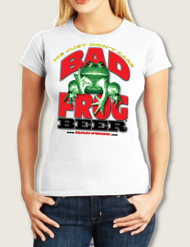  BAD FROG BEER Shield - Ladies Performance SOFT White T-shirt
