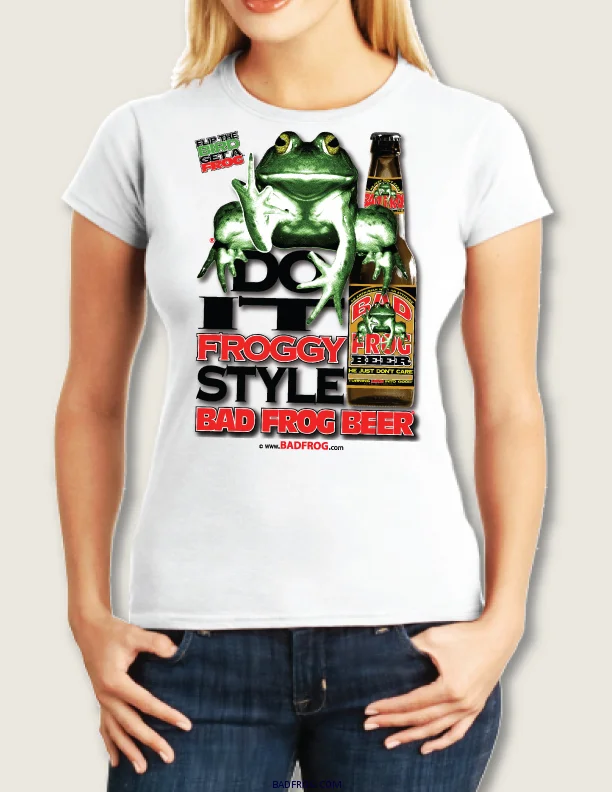 BAD FROG Froggy Style - Ladies Performance SOFT White T-shirt