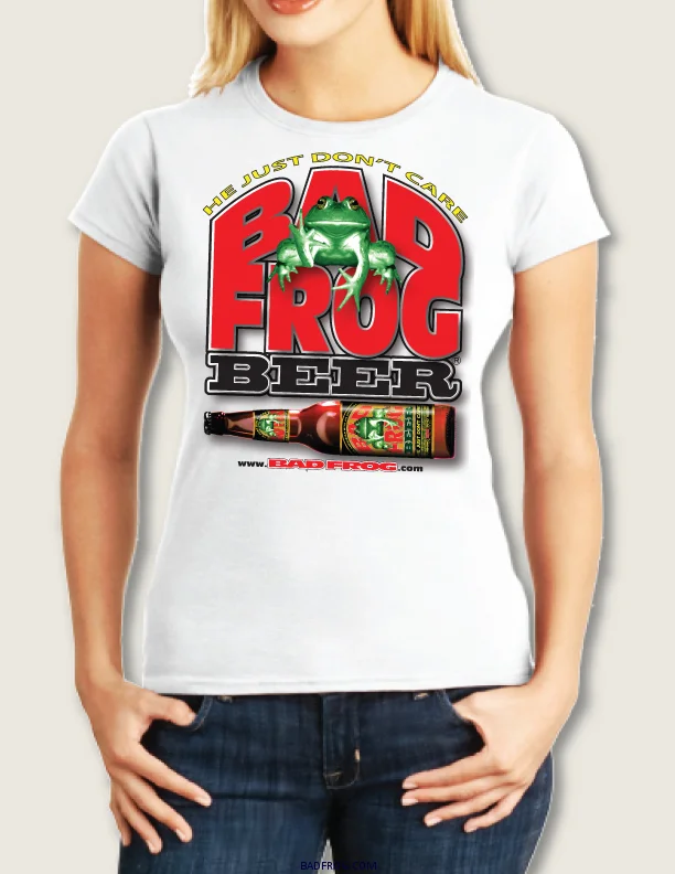  BAD FROG Shield Bottle -  Ladies Performance SOFT White T-shirt