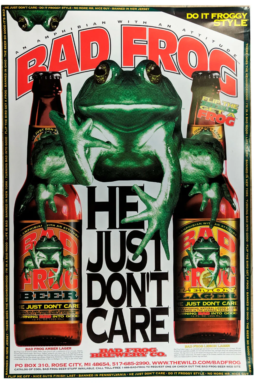 BAD FROG Beer Poster POSTER 24" X 36"