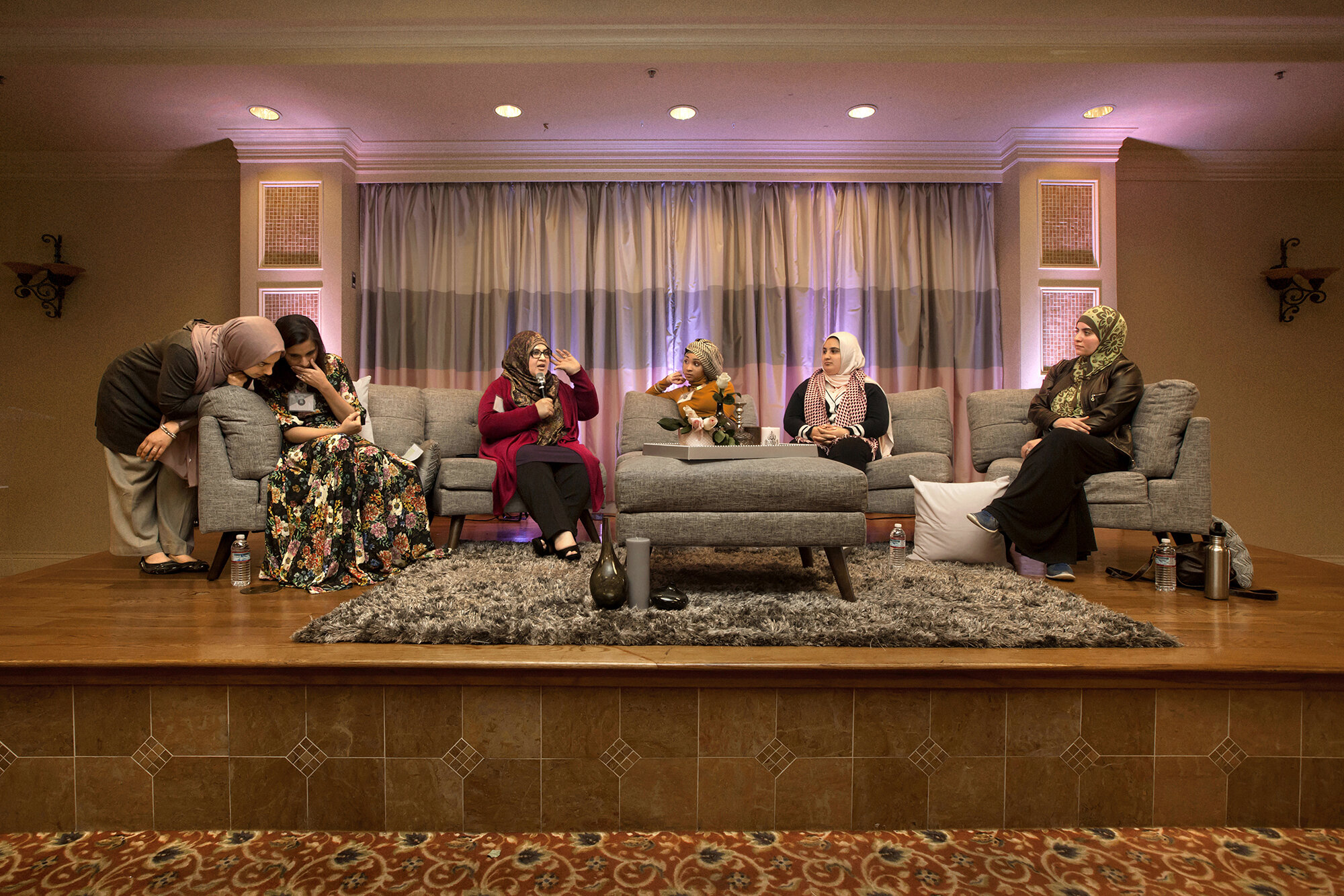   USA. Santa Clara, California. March, 2018. The Muslim Community Association organized a women-only event and panel discussion titled 'Making Herstory'. The event brought together on stage a group of professionally successful and inspirational Musli