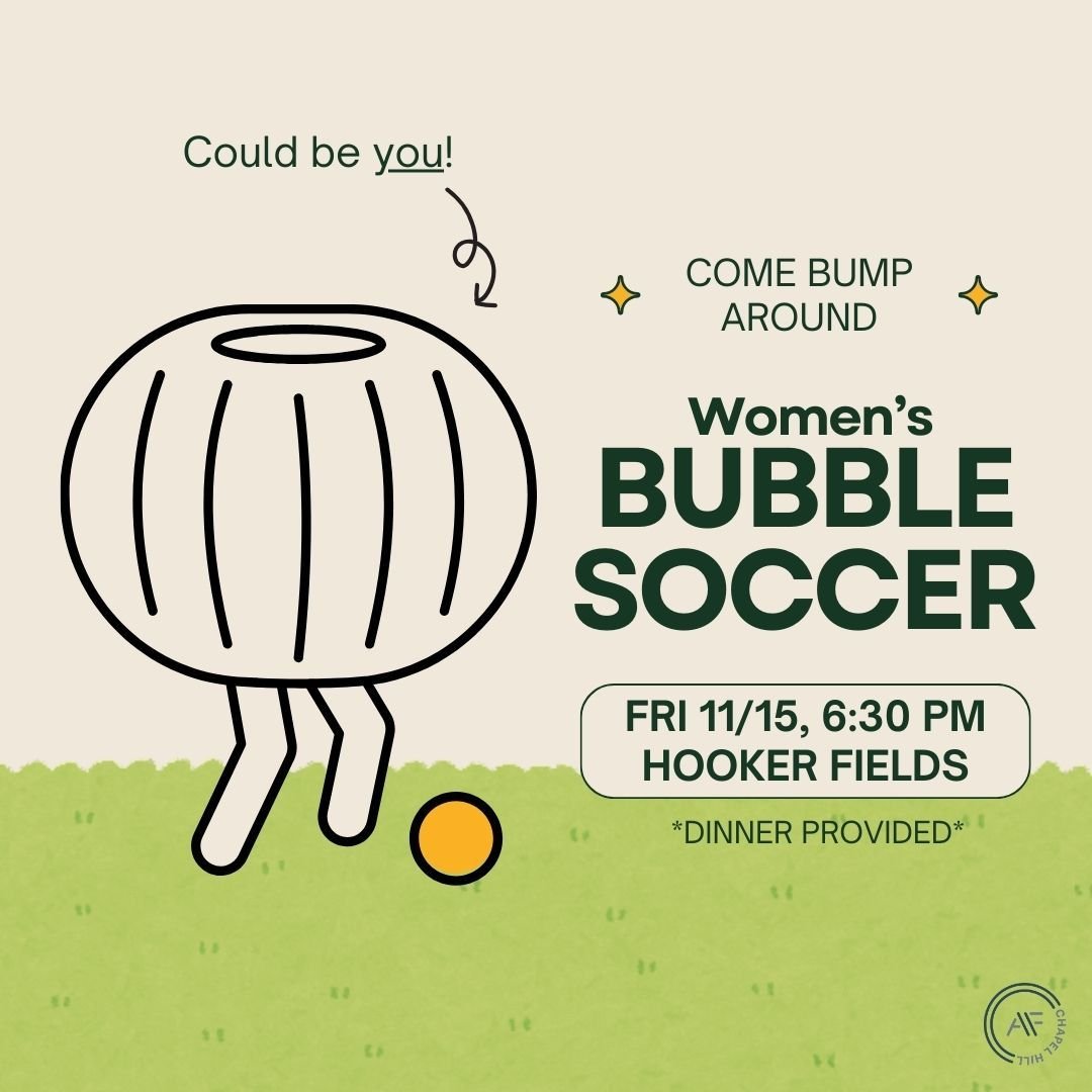 Happening tomorrow - women's bubble soccer at Hooker Fields, men's capture the flag at Genome Courtyard!

Both at 6:30p - see you there 🫡