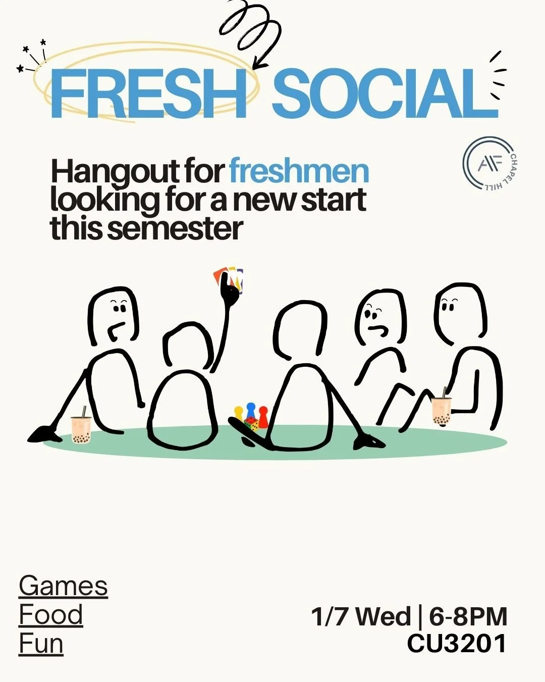We're hosting a freshman social this Wednesday, union room 3201 at 6P - come play games, snack on food, and meet other freshmen during this time! 🍿🏓