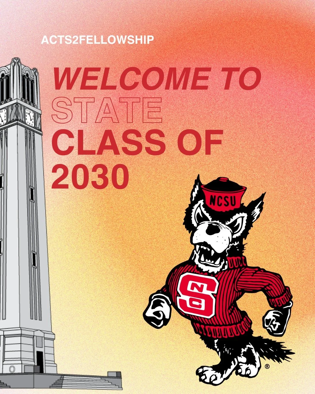 Welcome to NC State, class of 2030! 

We're Acts2Fellowship, a Christian org on campus offering Sunday Service, mentorship, and more. If you're looking for genuine connection and spiritual growth in college, come check us out! 

Links in bio - go Pac