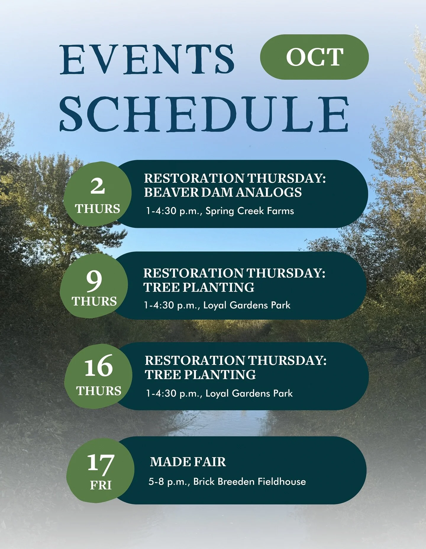Have you been itching to get out in the field and volunteer?

Now&rsquo;s your chance! We have three more Restoration Thursdays this month along with a Riparian Walk. Sign up now at the &ldquo;Events&rdquo; link in bio before they fill up!

We ar