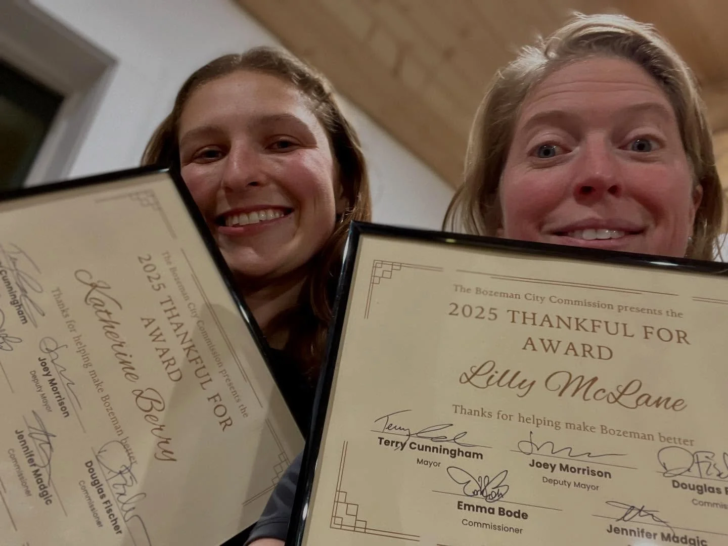 This week we are excited to share that Lilly and Katherine were awarded the &ldquo;2025 Thankful for Award&rdquo; by the Bozeman City Commission for their work to emphasize smart water choices in the updated Unified Development Code. This work has be