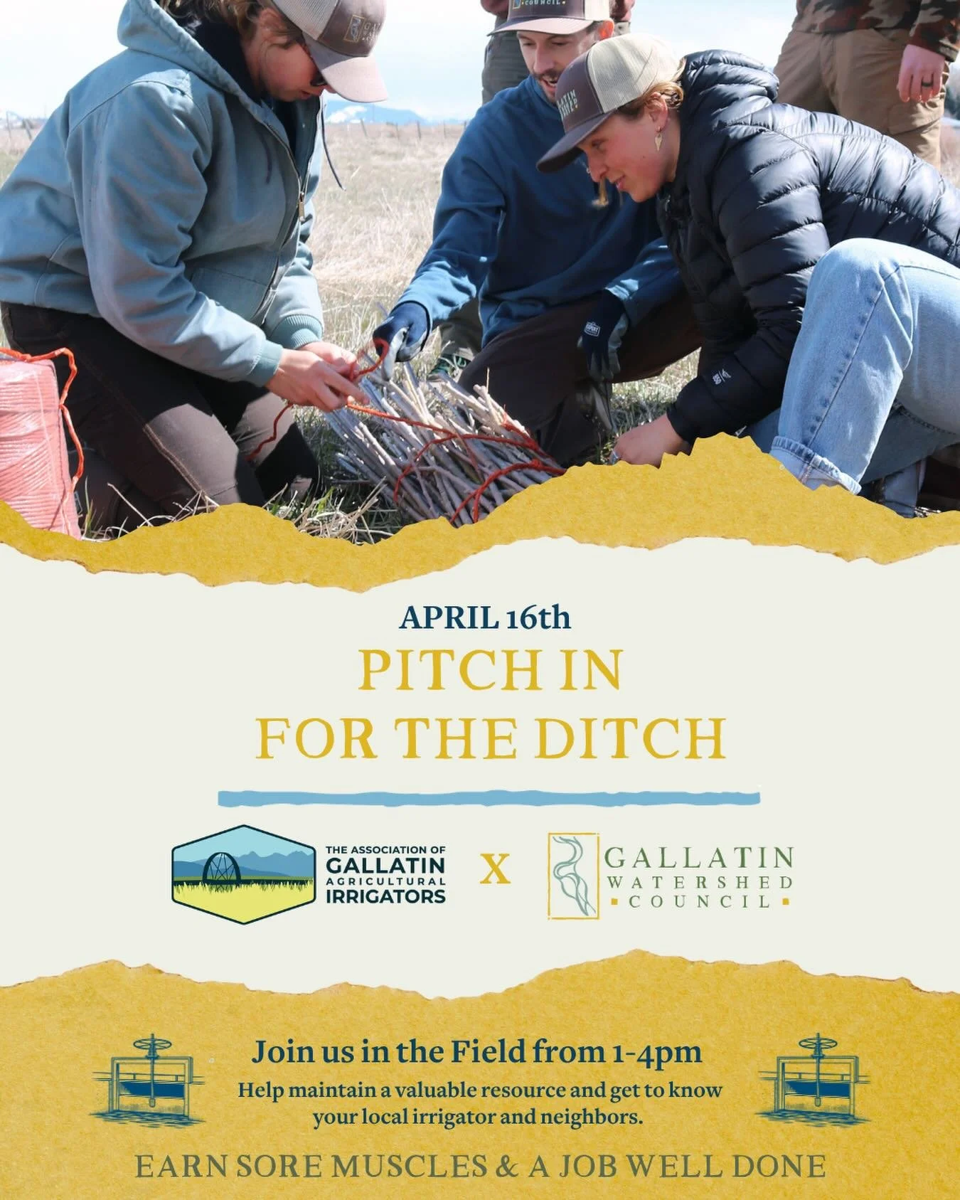 Let&rsquo;s pitch in for the ditch!

This spring we are rolling up our sleeves to help local irrigators AND the watershed. 

We will be cleaning out Middle Creek Ditch before the headgates open for the growing season: join us on Thursday, April 16th,