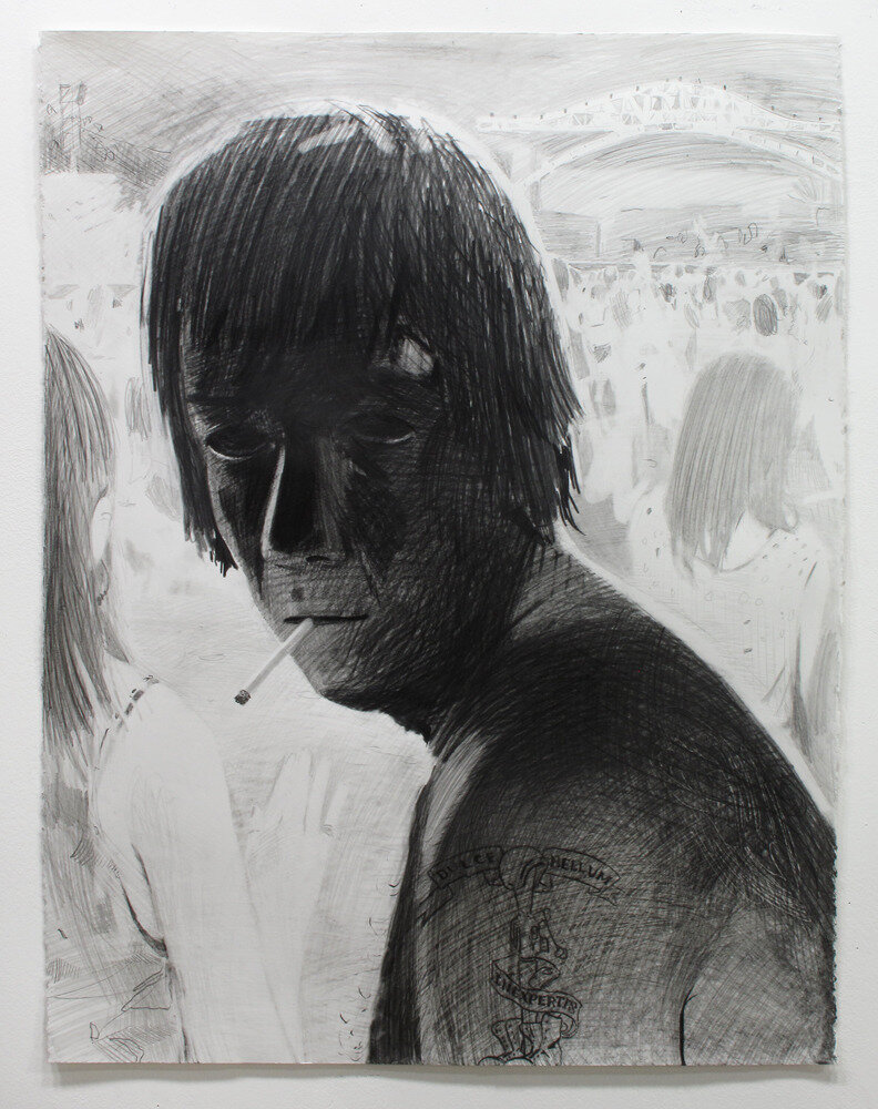  Matt Bollinger, Jim at Coachella, 2014, graphite on paper, 30 x 22 in (76 x 56 cm) 