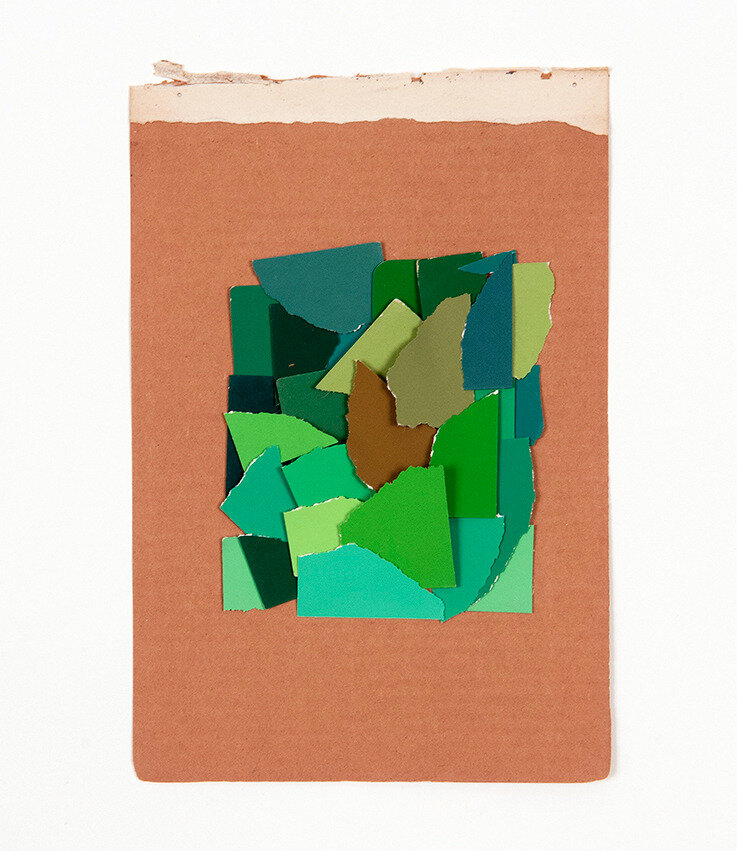  Austin Thomas, Pond, 2014, color-aid paper collage on paper, 4 x 3 in (10 x 8 cm) 