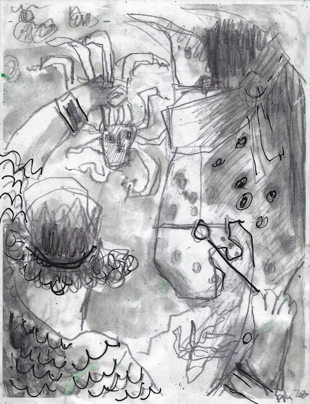 Medusa 1 , 2020, ink and pencil on paper, 11 x 8.5 in / 28 cm x 22 cm