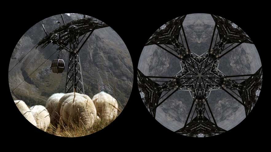  Leslie Thornton,  Binocular (Sheep Machine) , 2011, HD video loop 