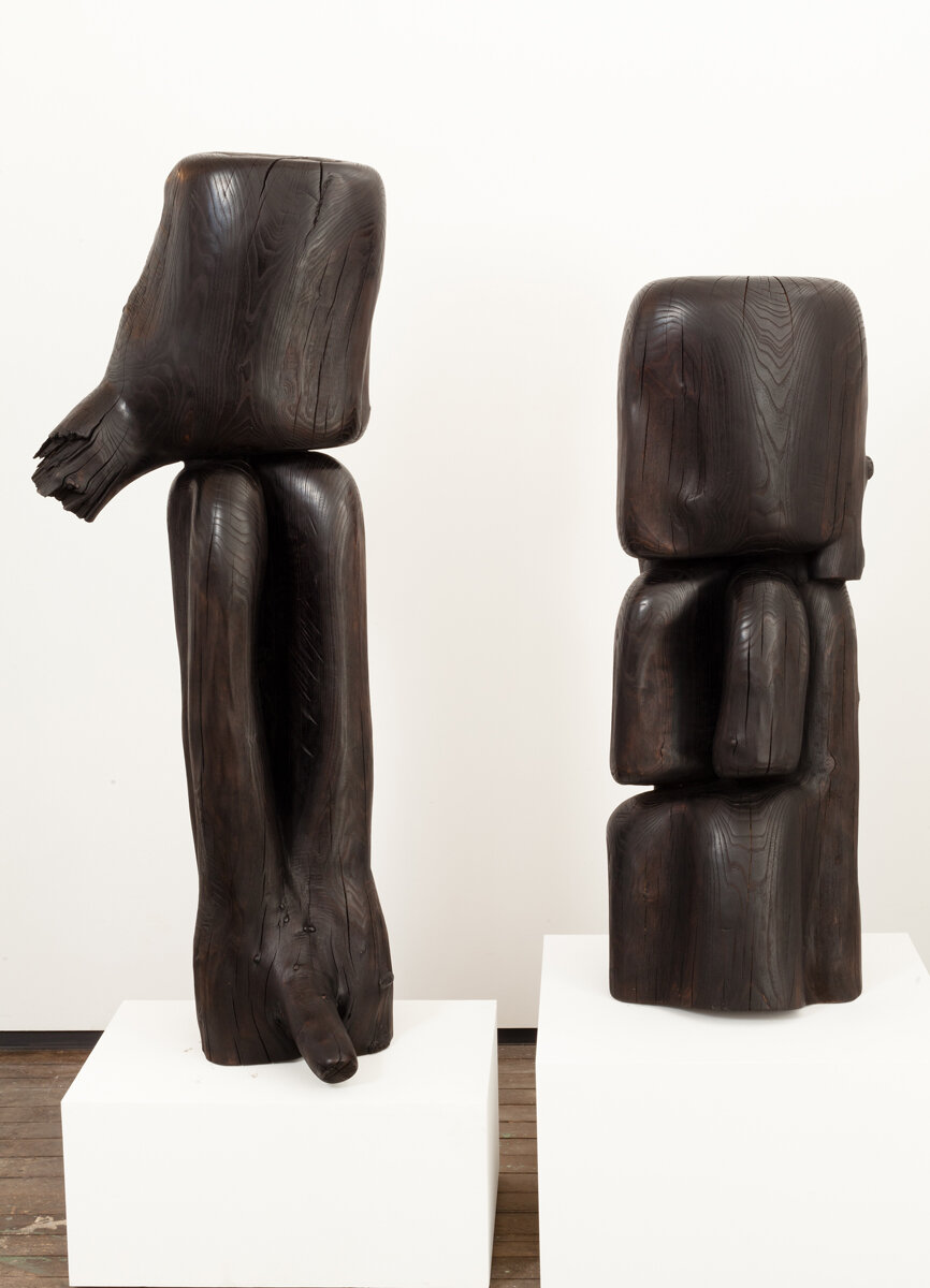  Man and Woman , 2009-2010, acacia, 57 x 22 x 17,7 in (145 x 56 x 45 cm) and 46 x 14,5 x 15,7 in (117 x 37 x 40 cm) 