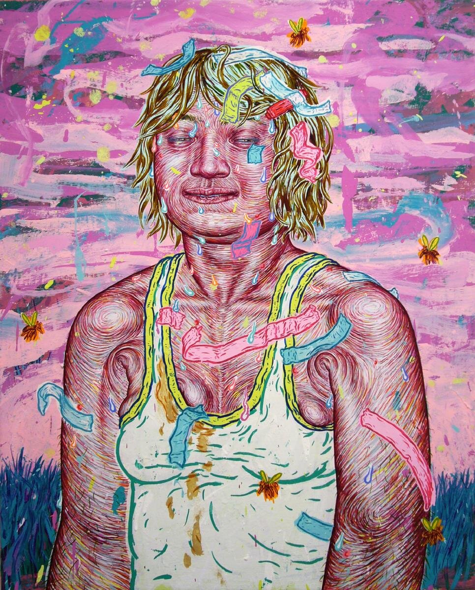   Mosquito and Scotch Tape Portrait , 2011, acrylic, Flashe and acrylagouach on canvas, 91 x 71,5 cm 
