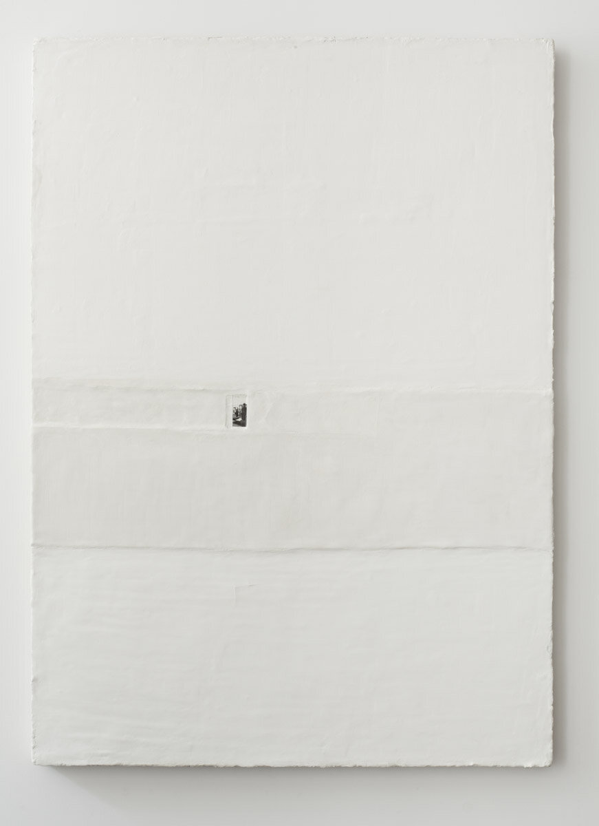   Don Juan (New York / White Flower) , 2004 Marble, dust and oil paint with printed matter and ink on canvas - 50 x 70 in. (178 x 127 cm) 