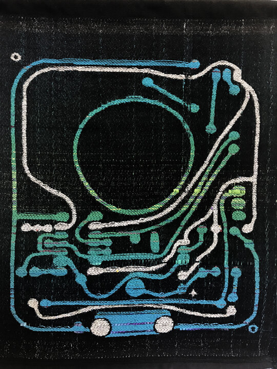 Robin Kang, Arc Between Wires, Weaving, 18“x 21”