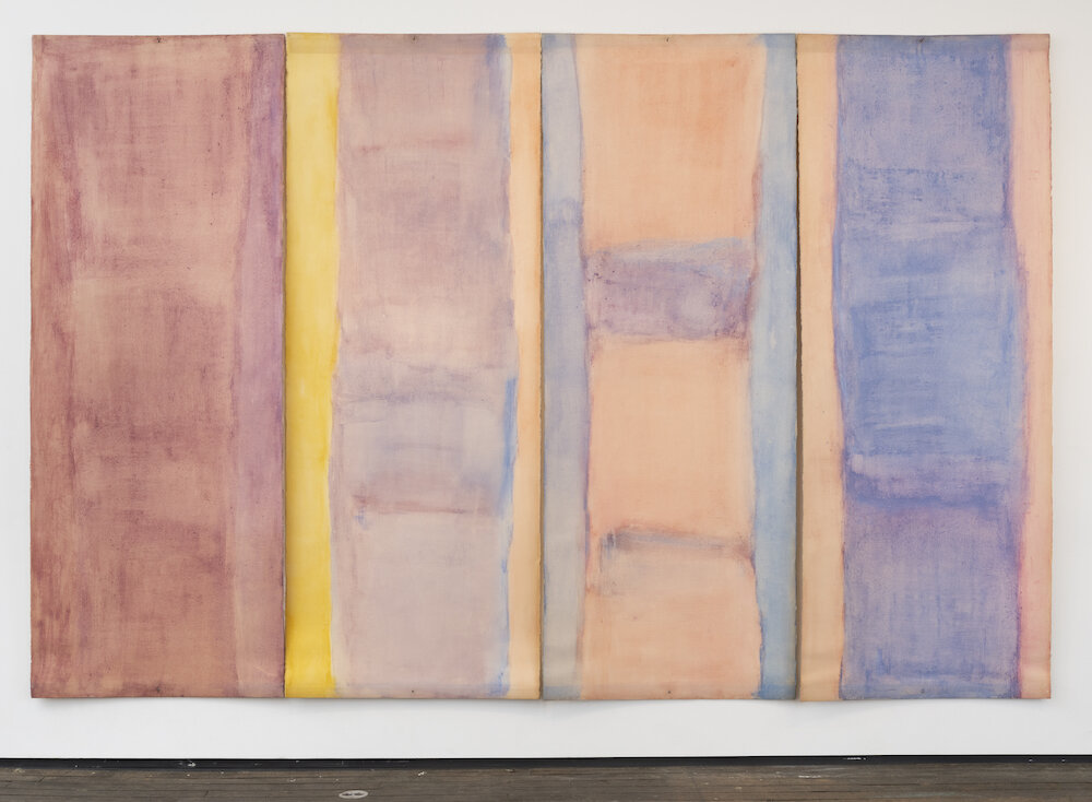   April, 1973 , pastel, paper, wood, 96 x 150 in 