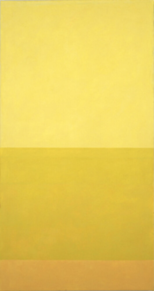   3 Brands of Naples Yellow Ucross , 2002, oil on canvas, 66 x 35 inches 