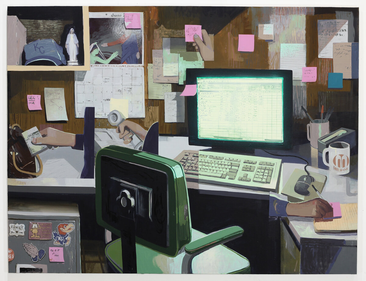  Carolyn's Office , 2017, flashe and acrylic on canvas, 48 x 60 inches 