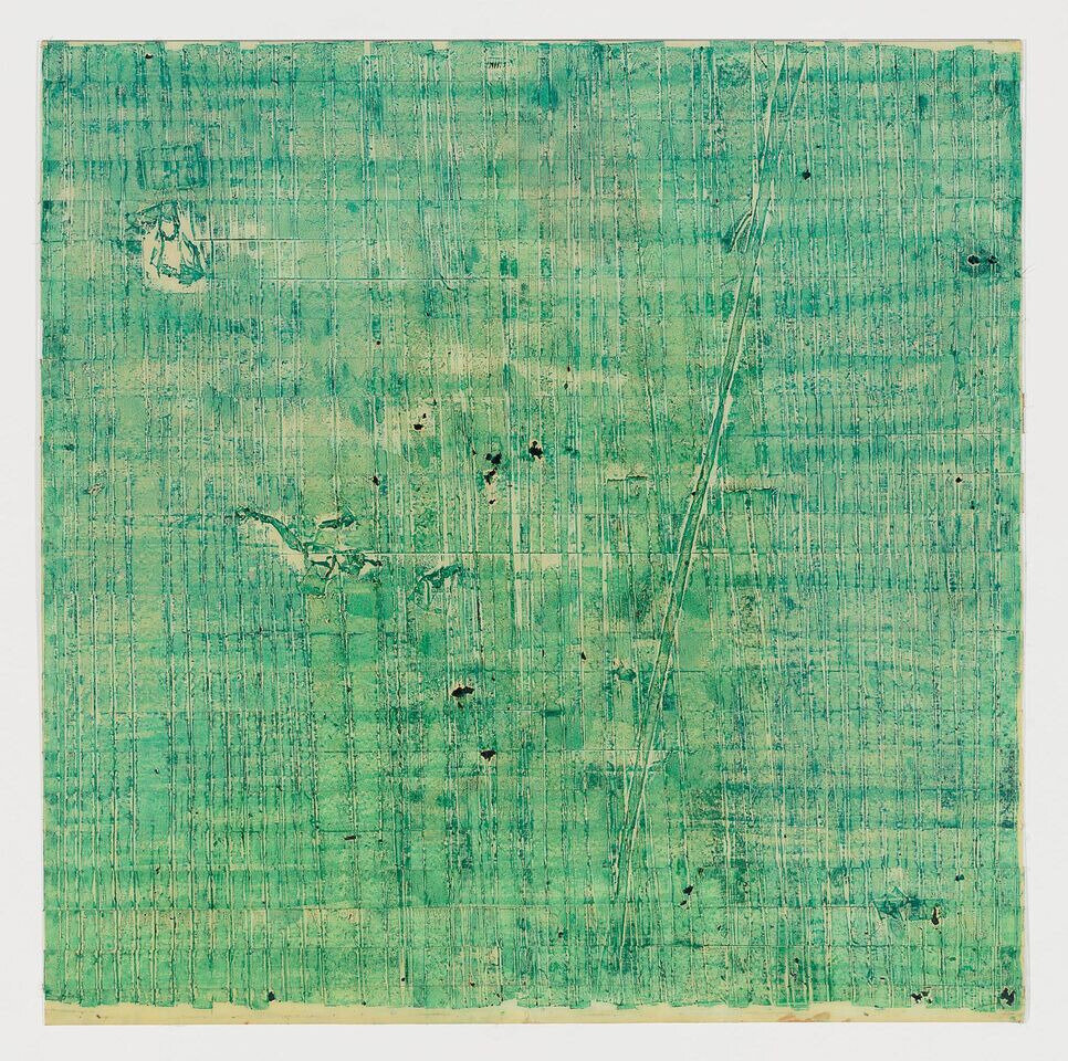  Untitled, 1970's, 49 x 48 inches, oil pastel and cloth tape on plexiglass 