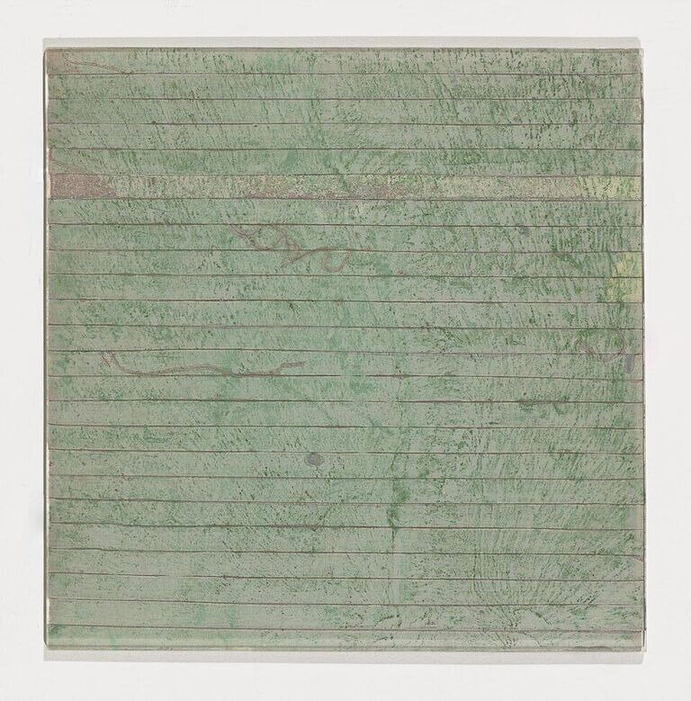  Untitled D, undated, 11.75 x 11.75 inches, pastel and tape on Plexiglass 
